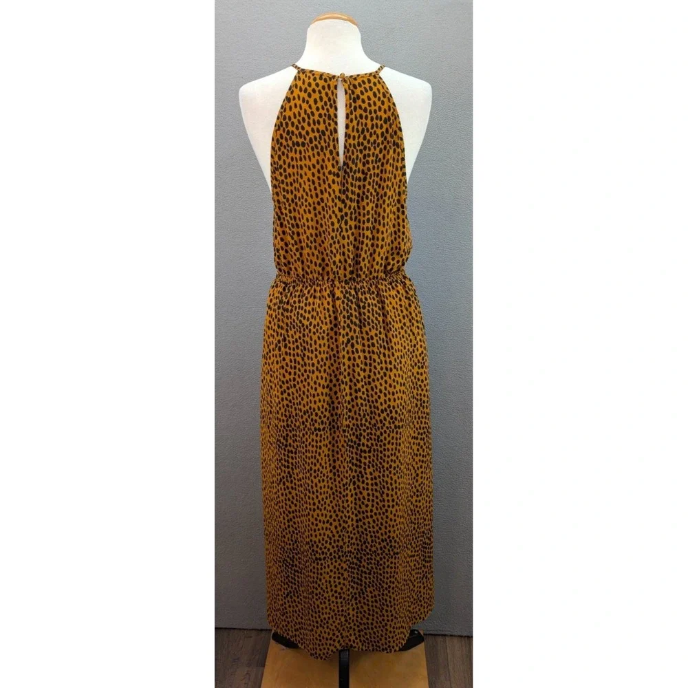 J. Crew Leopard Printed Maxi Dress Womens Size 8 Keyhole Boho Back Elastic Waist